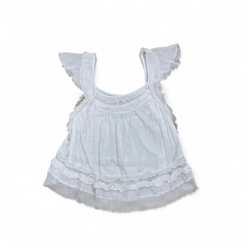 Anthropologie White Ruffled Blouse